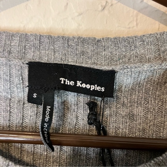 THE Kooples Faux Fur Front Wool Cashmere Blend Ribbed Zip Up in Grey - Picture 9 of 11